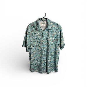 Men's Ocean Coast Green Fishing Shirt Size L